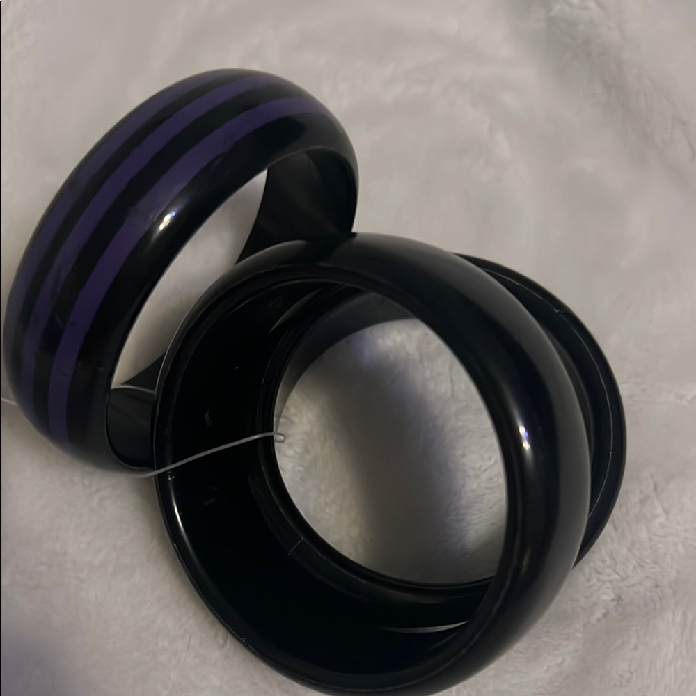 Black and purple striped bangles